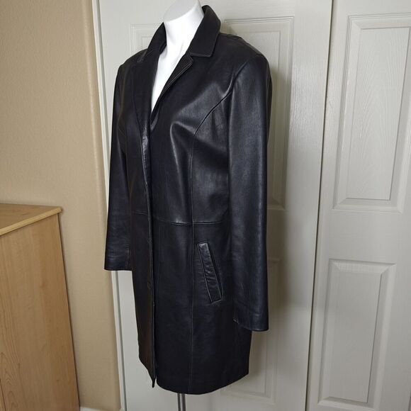 Adler Collection black 100% leather coat sz L - Picture 4 of 15